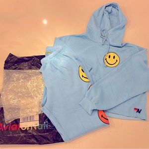Aviator Nation smiley sweatsuit S/XS NWT